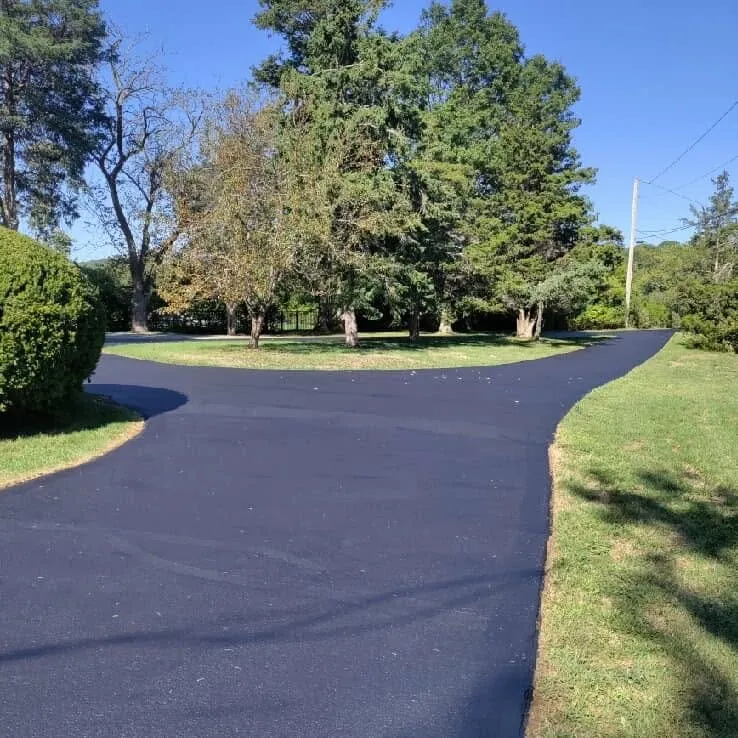 Freshly sealcoated residential driveway in Connecticut