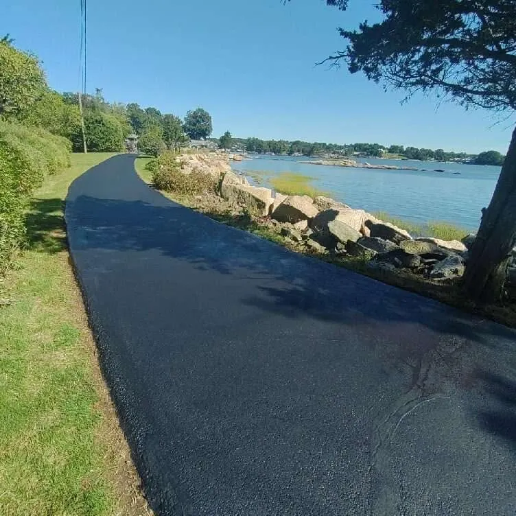 Sealcoated waterfront residential driveway in Connecticut