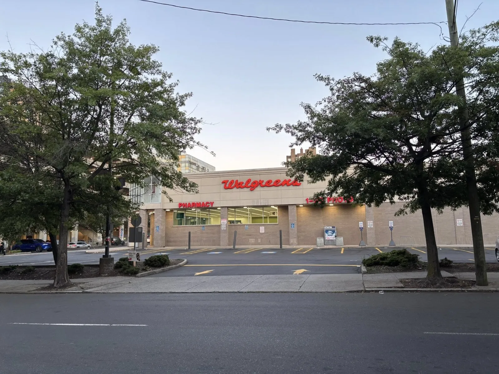 Freshly sealcoated Walgreens parking lot in Connecticut